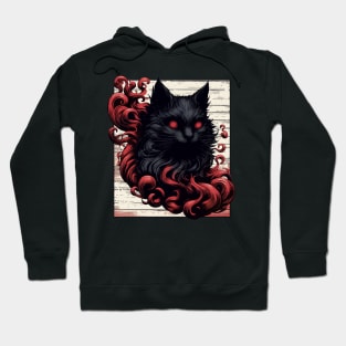 Cool Spooky Abstract Art Black Cat Demon Hoodie